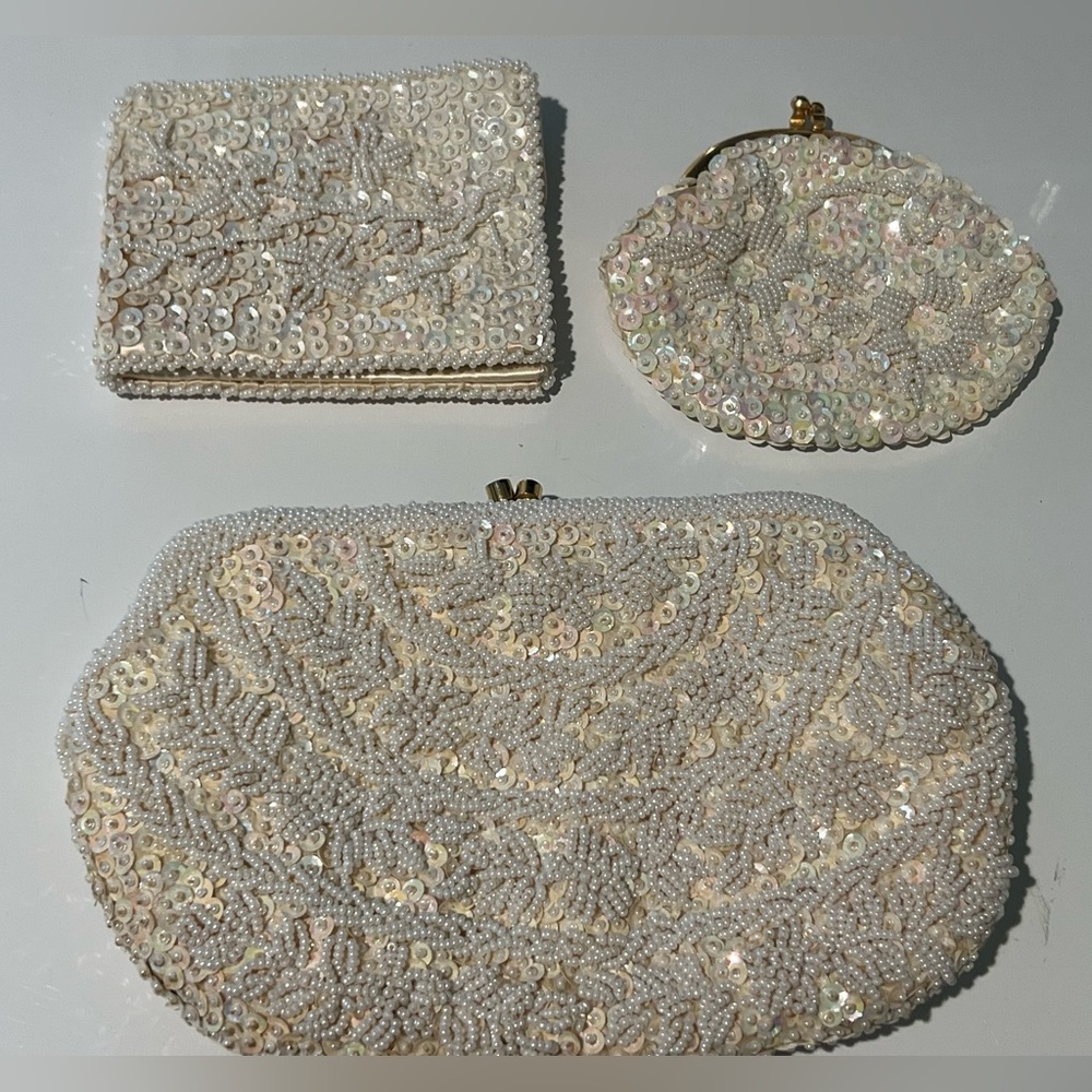 Vintage 1950's Midcentury Beaded Evening Bag Trio Set